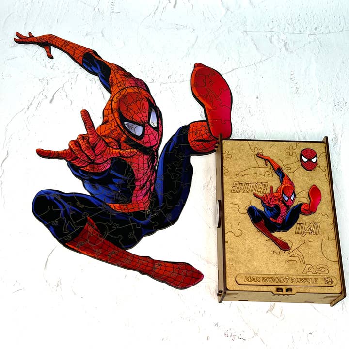 Max Woody™ – Engroshandel Puslespil - Børn – Træ puslespil Unikke figurer Spider Man L Størrelse9