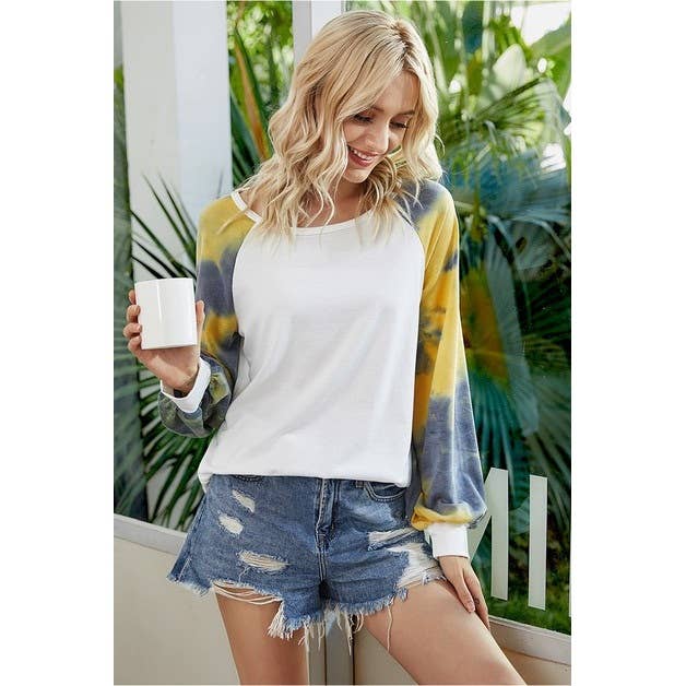 Supreme Fashion - Wholesale Knit Top - Women's - Round Neck Tie Dye Long Sleeve Shirt