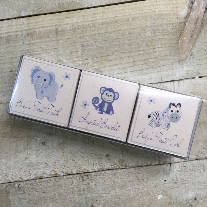 White Cotton Cards - Wholesale Keepsake box – Child & baby - Baby Blue Hanging Toys Set with Album, Keepsake Box & Book4