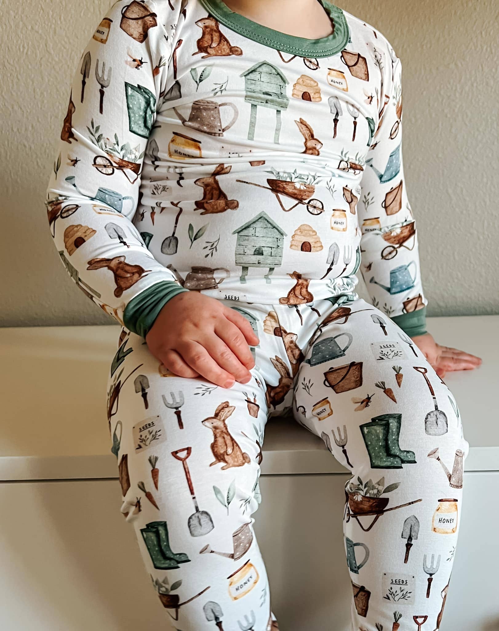 Little Joy Co. - Wholesale Sleepwear Set - Kids - Cottontail Garden 2pc Bamboo Pajama Set - Easter PJs Bunny2