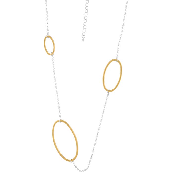 Tempeste IN:STORE Long 2 Tone Single Chain Multi Necklace Silver Plating for engroshandel hos Dansk Copenhagen