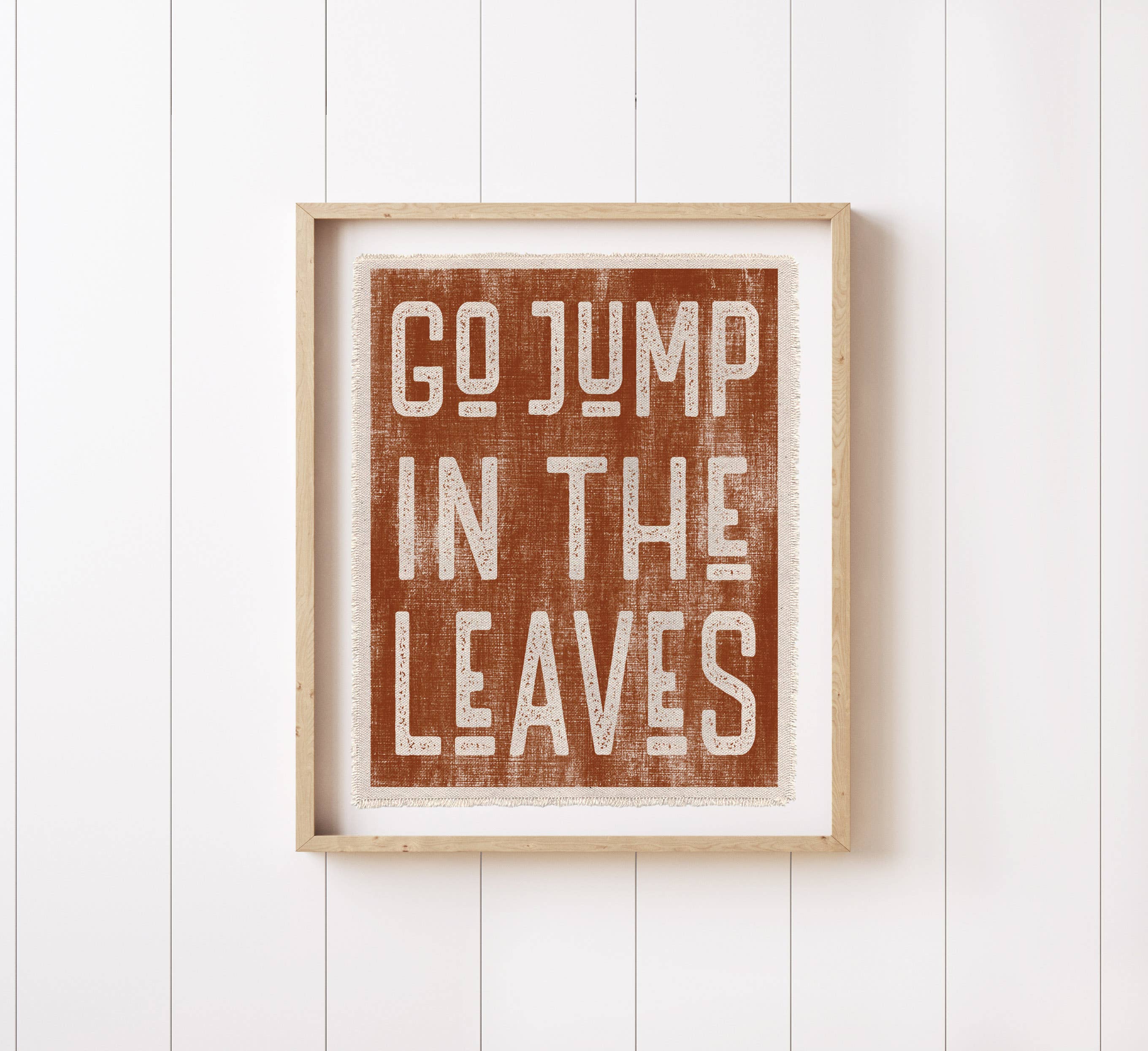 Perfect Day Print Co - Wholesale Art Print - Fall Decor Canvas Art Print, Go Jump In The Leaves Sign