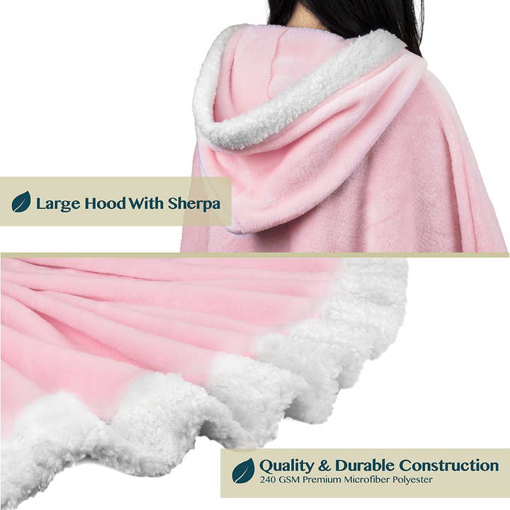 Pavilia - Wholesale Poncho - Women's - Angel Wrap Hoodie Sherpa Poncho Blanket129