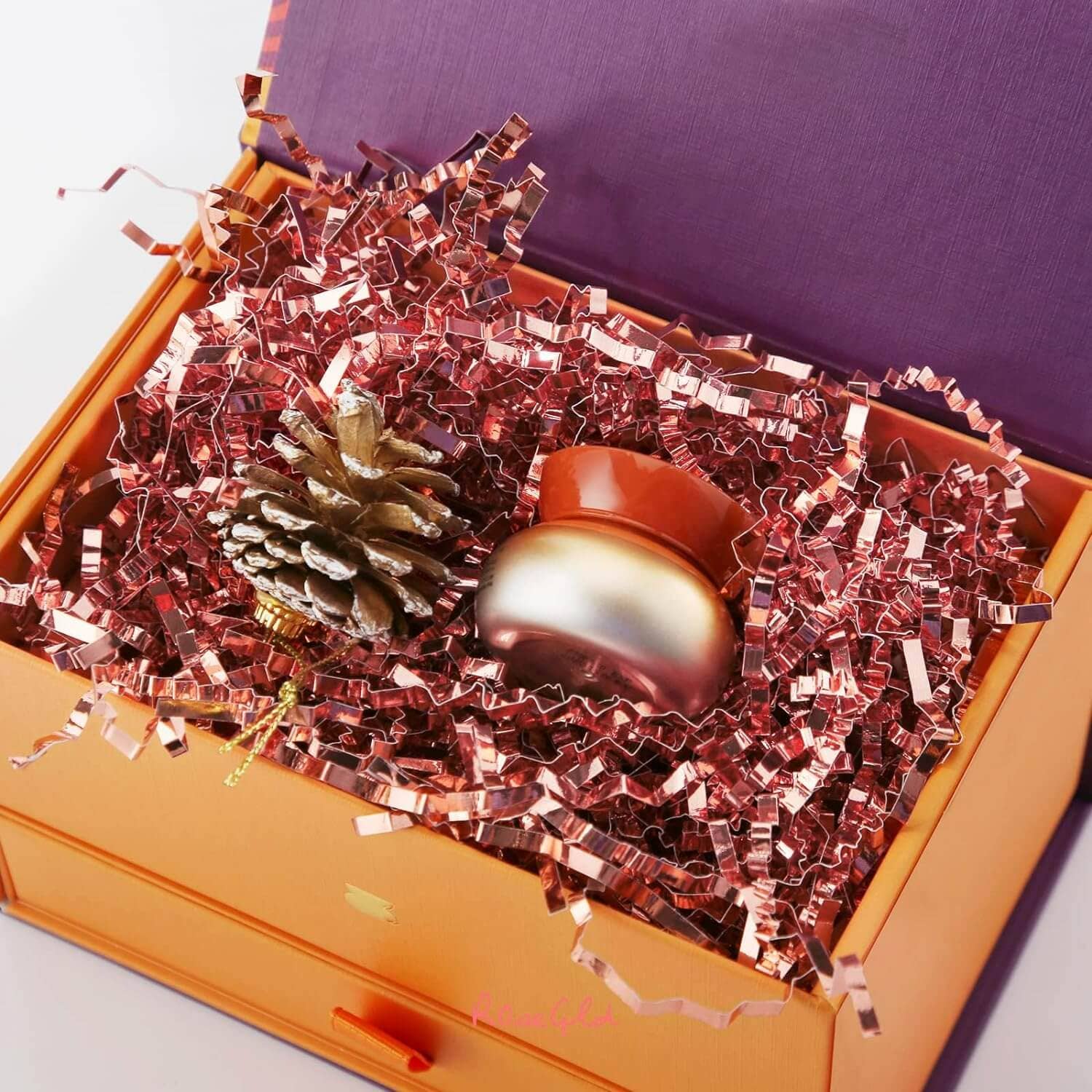 Posh Paper - Wholesale Tissue Paper - Metallic Rose Gold Crinkle Paper Shredded Gift Basket Filler, 1 LB2