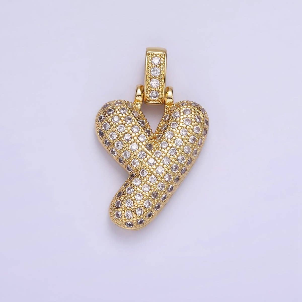 Aim Eternal - Wholesale Individual Charm/Pendant - 14K Gold Filled 20mm Micro Paved Balloon Bubble Initial Letter Pendant | A1197-A120924