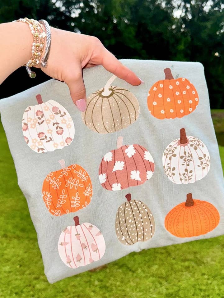 Pumpkin Collage Short Sleeve Tee for wholesale by Front Porch Boutique