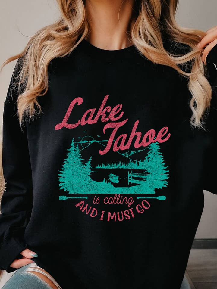 LAKE TAHOE IS CALLING GRAPHIC BRUSHED SWEATSHIRTS for wholesale by Rustee Clothing