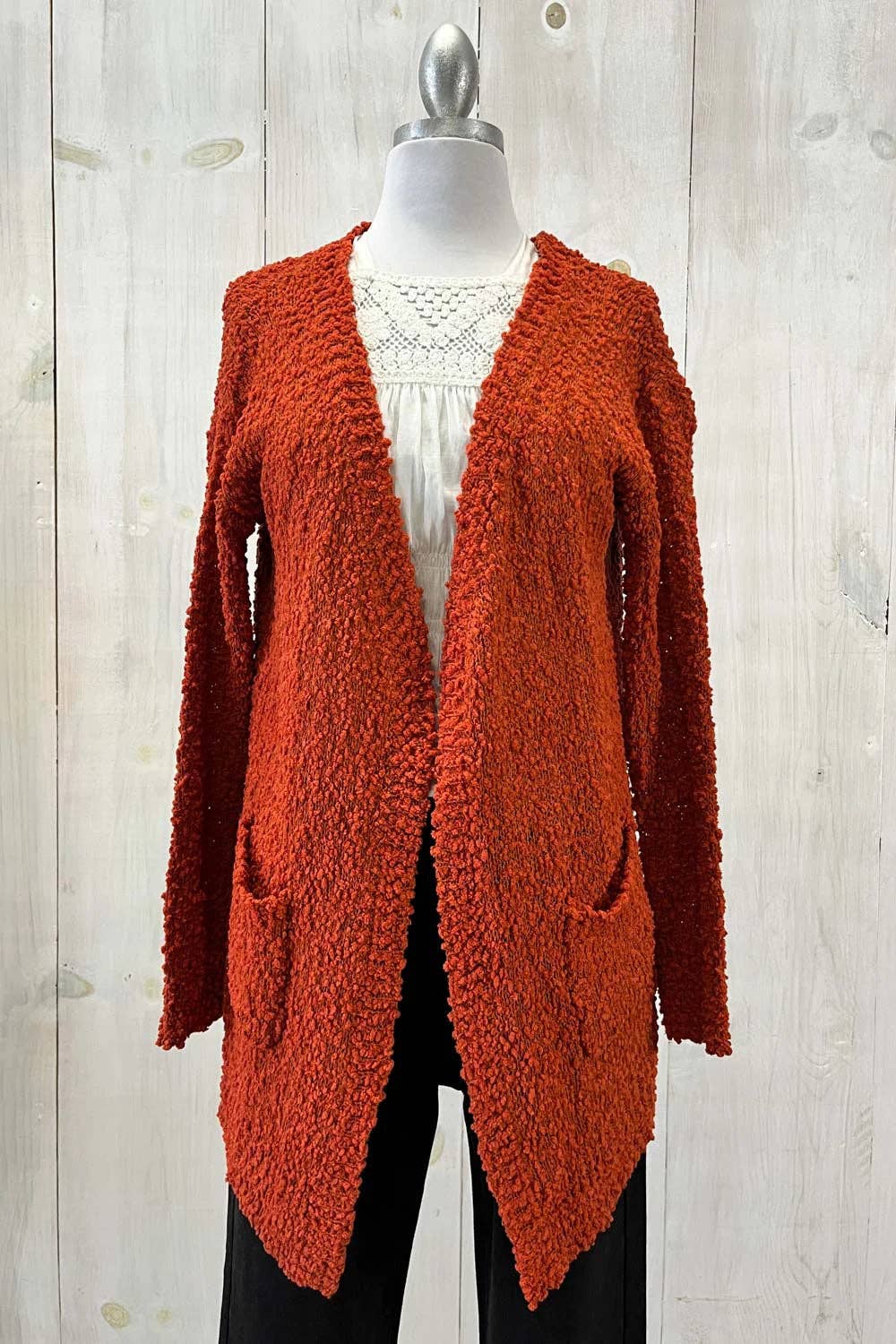Tasha Apparel Wholesale - Wholesale Cardigan - Women's - Trendy Popcorn Knit Open Front Cozy Lightweight Oversized Cardigan Sweater5