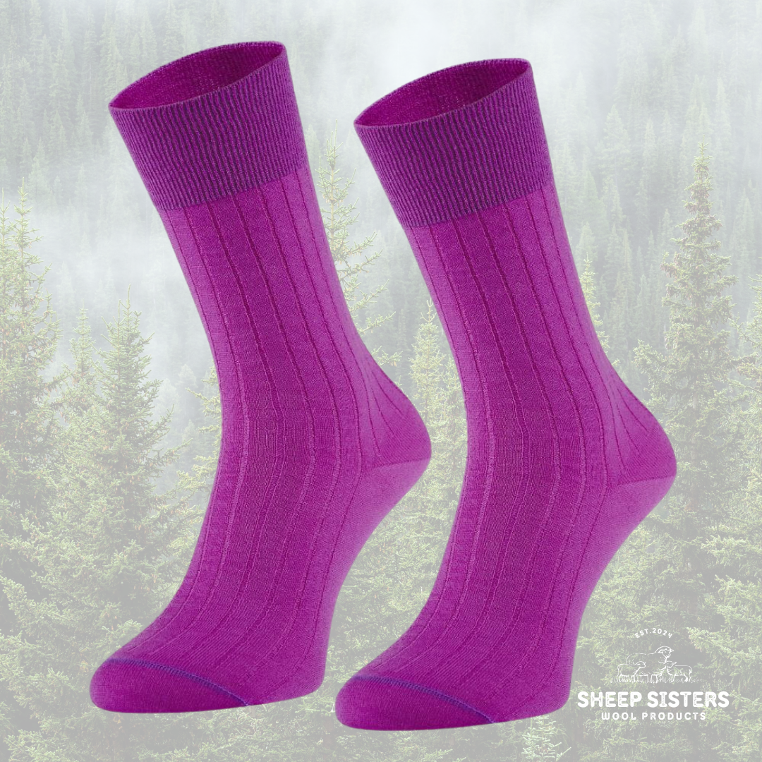 Sheep Sisters - Vente Chaussettes – unisexe - Chaussettes en laine mérinos 94% - Fuchsia0