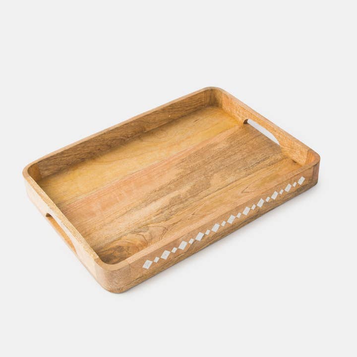 Mela Artisans - Wholesale Decorative Tray - Artisan's Grace Carved Wooden Large Tray