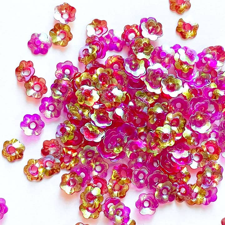 Colour Streams - Wholesale Sequins - Flower - 7mm - Pink with Gold Lights (S58)