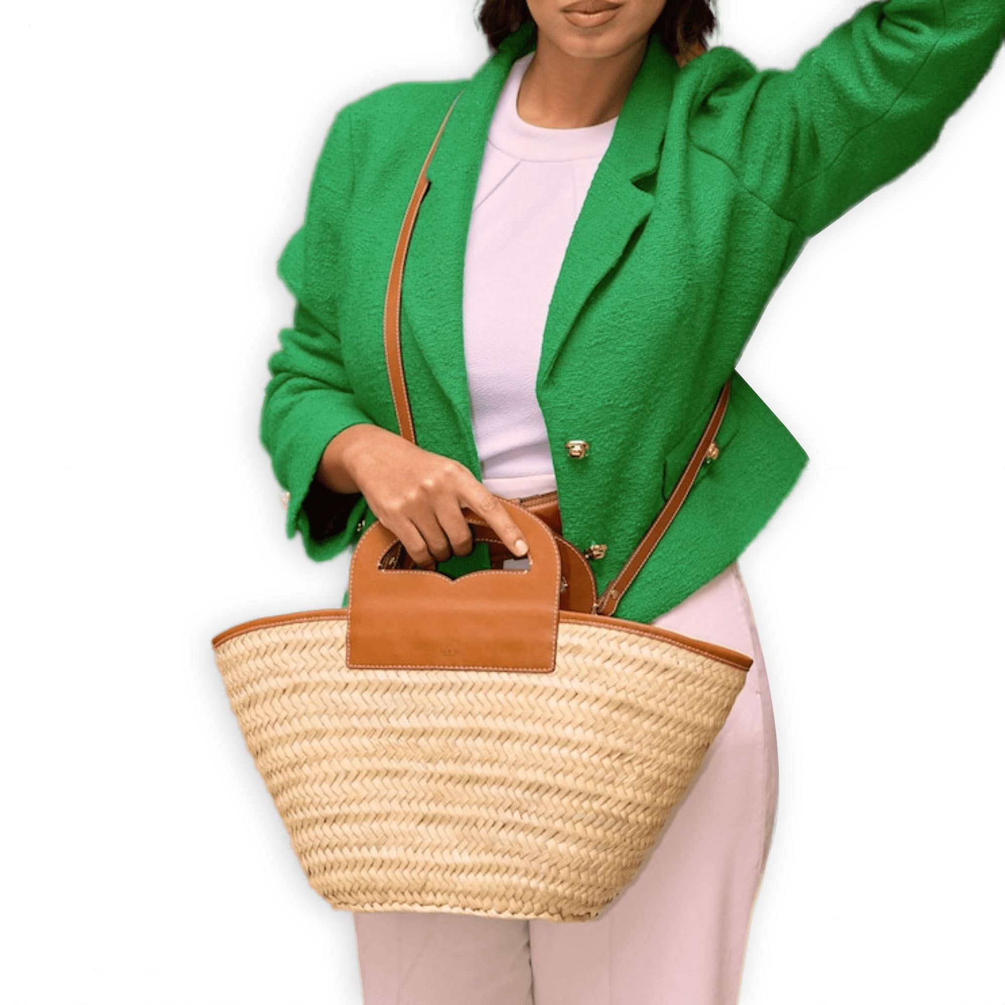 NomadWeave Ltd – wholesale Strandväska – LYXIG FRANSK KORG med läderhandtag4