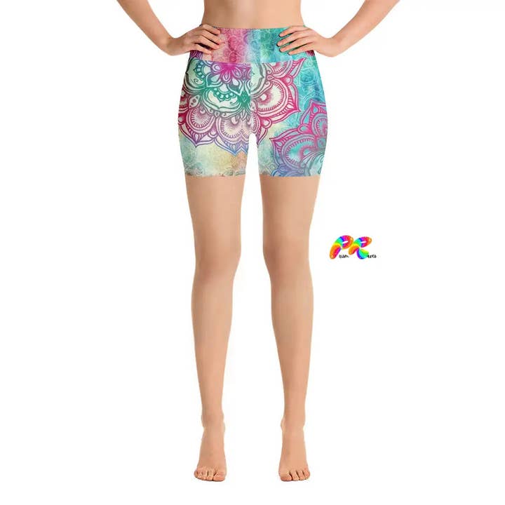 Mandala Festival Yoga Shorts for wholesale by Prism Raves