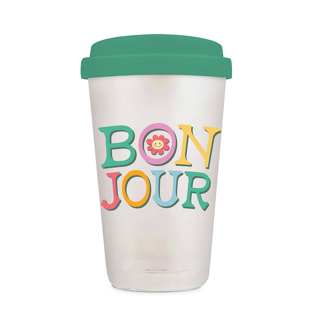 Studio Oh! - Wholesale Drinking Glass/Cup - Bonjour Glass Tumbler with Silicone Lid1