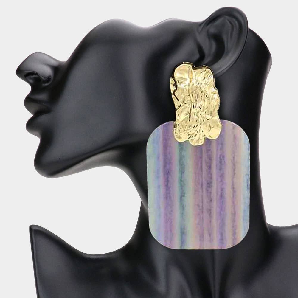 Sensibling Corp. - Wholesale Dangle Earrings - Oversized Patterned Celluloid Acetate Plate Accent Doorknocker Earrings11