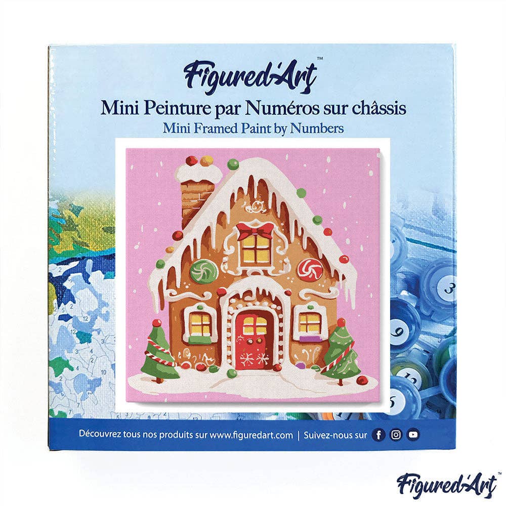 Figured'Art - Wholesale DIY Craft Kit - Mini Paint by numbers Gingerbread House already framed2