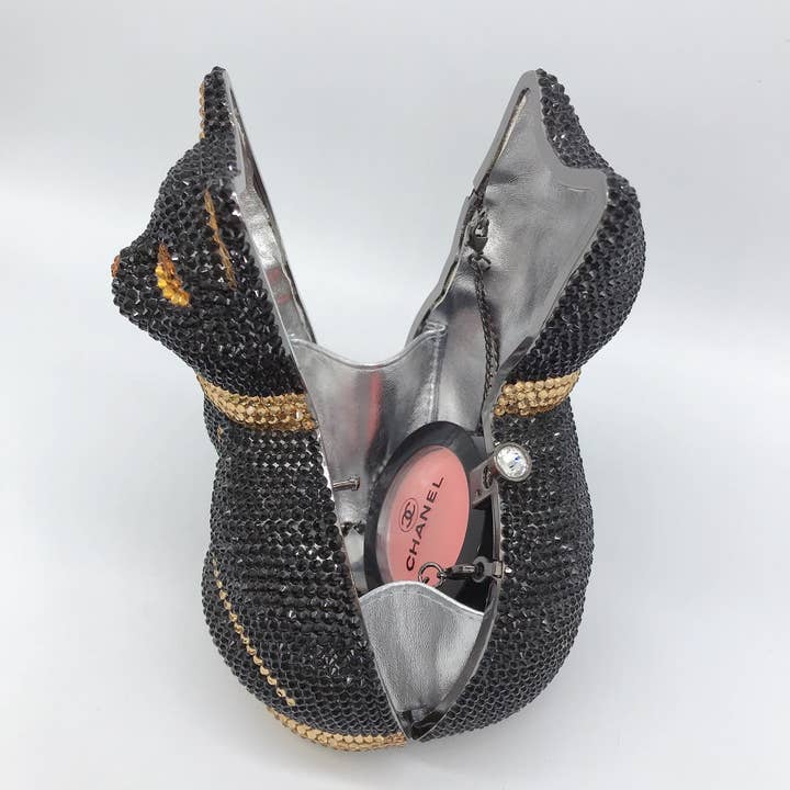 Black Kitty Rhinestone Clutch Bag HB1973 for wholesale on Faire5