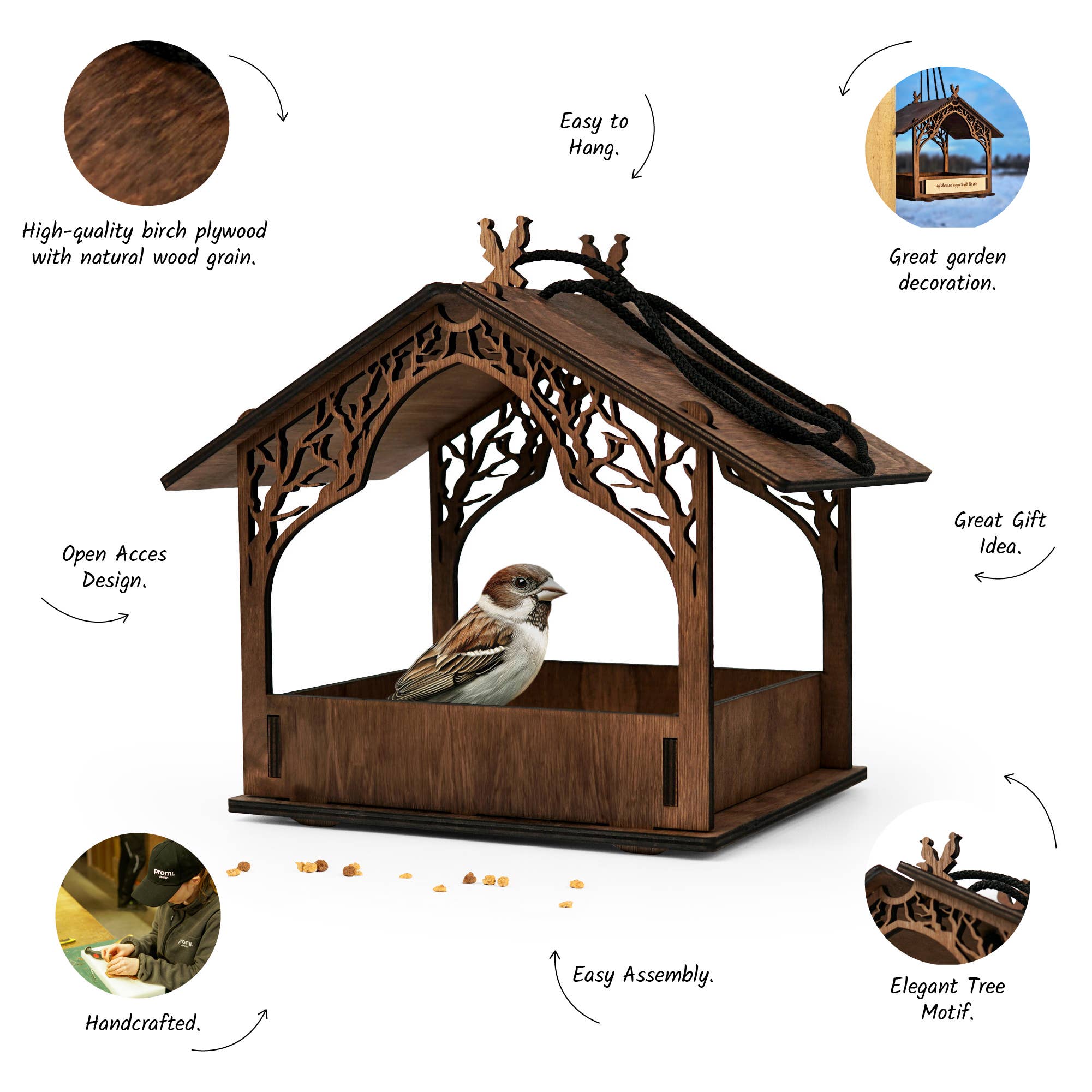 PromiDesign - Wholesale Bird Feeder - Handmade Wooden Bird Feeder, Outdoor Garden & Patio Decor10