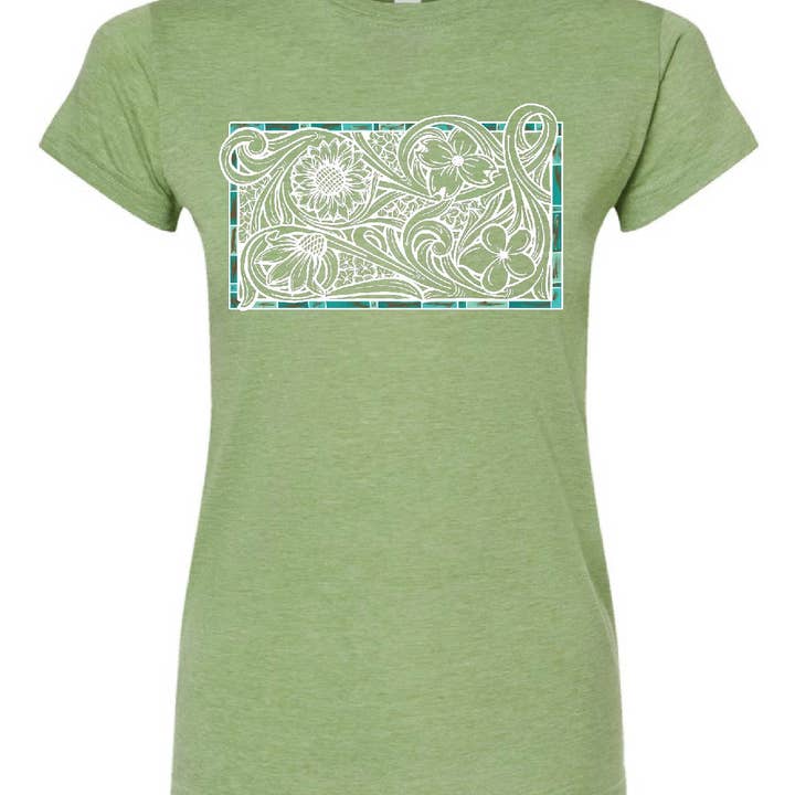 Tooled Floral Tee for wholesale by The Rodeo Rose