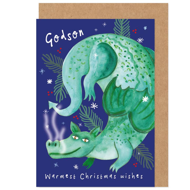 Mythical Dragon - Christmas Card - Godson for wholesale by Bow & Bell