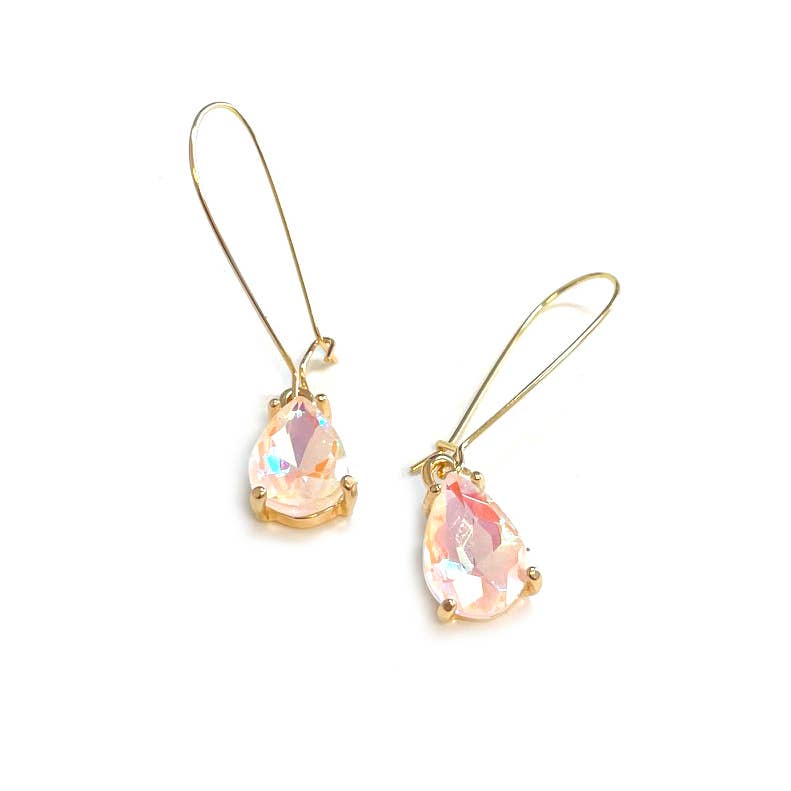 StarryNYC - Wholesale Dangle Earrings - Midi Size Teardrop 5A Grade Glass Drop Kidney Wire Earrings9