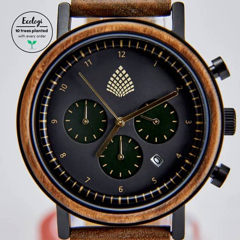 The Sustainable Watch Company - Wholesale Wrist Watch - Men's - The Cedar - Chronograph Wood Watch for Men - Handmade & Sustainable2
