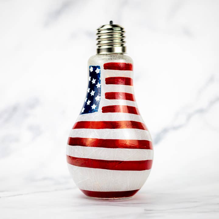 USA Flag Light Bulb Decor - 4th of July Patriotic Gift for wholesale by A Cheerful Giver