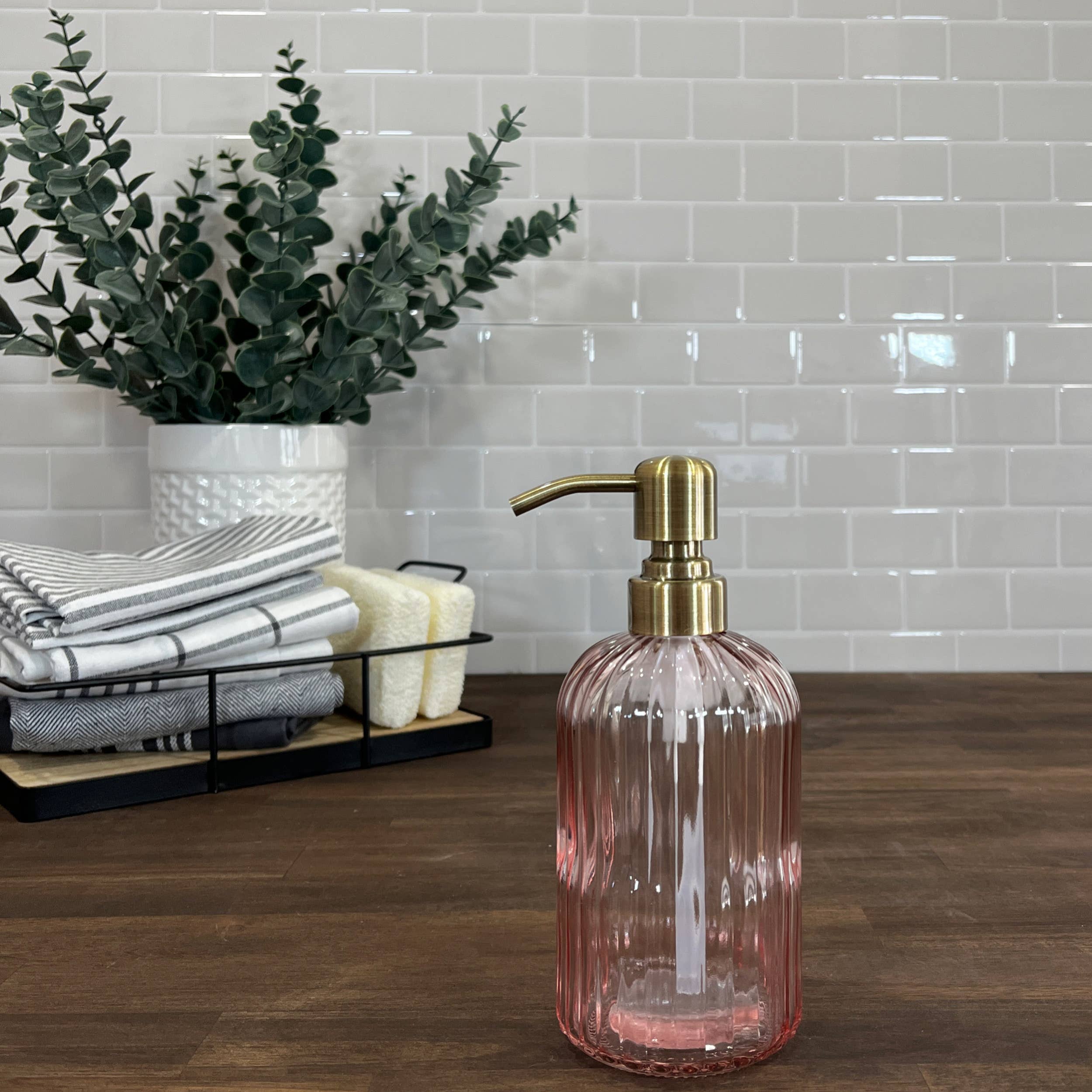 Blush Apothecary - Wholesale Soap Dispenser - 14oz Fluted Clear Soap Dispenser Bottle w/ Designer Pump5