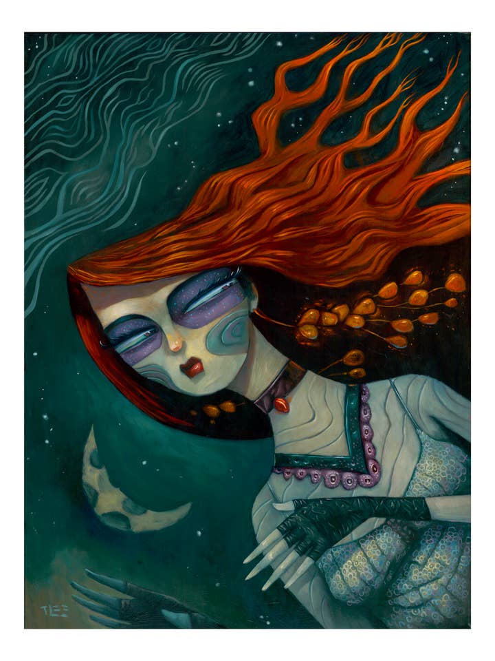 Fire Fly, impression d'art, espace, pouvoir des femmes pour la vente par TIM LEE RABBIT RUN STUDIOS