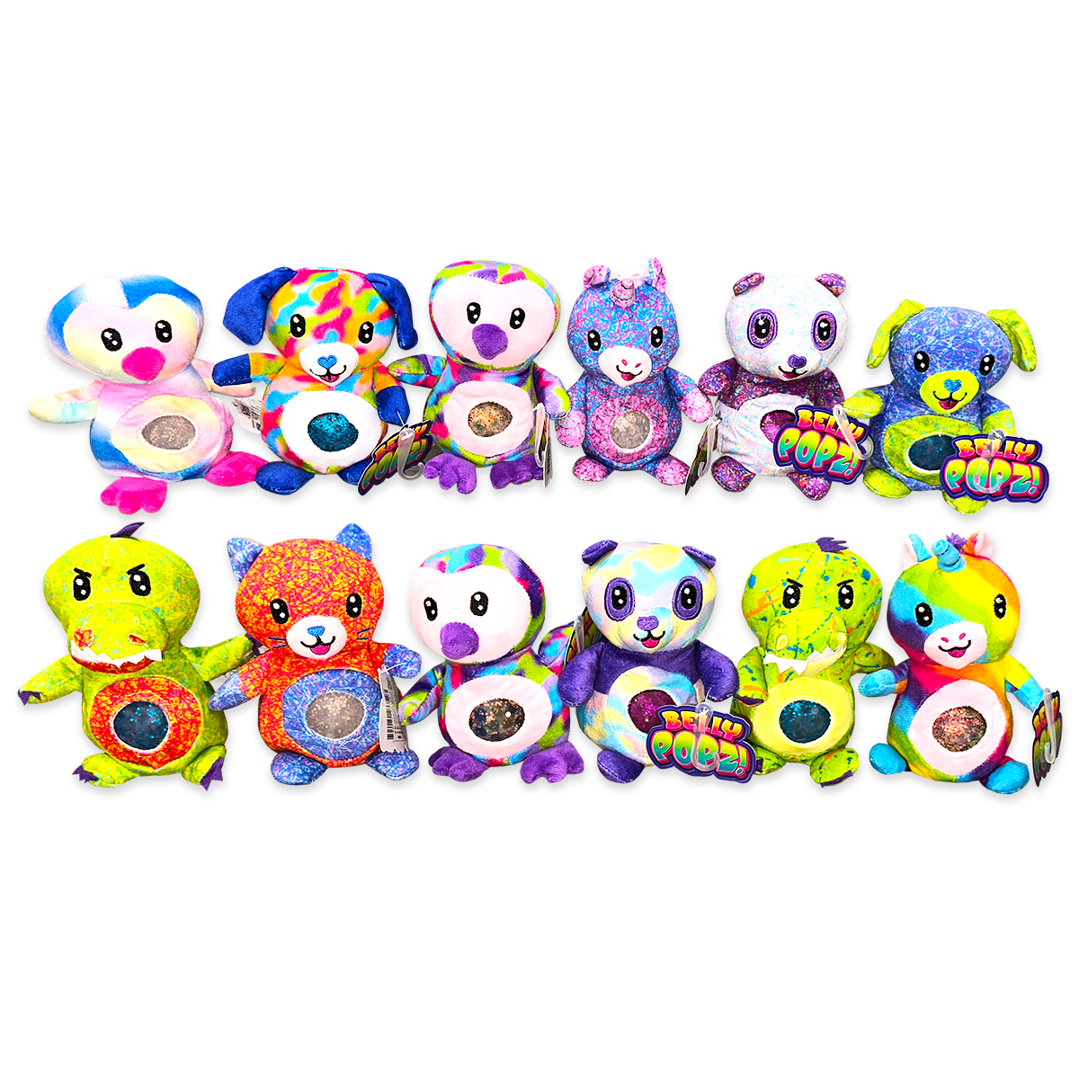 Novelty Brands - Wholesale Stuffed/Plush Toy - Kids & Baby - Belly Popz Squeeze Plush Stress Toy Assortment - 12/Display2