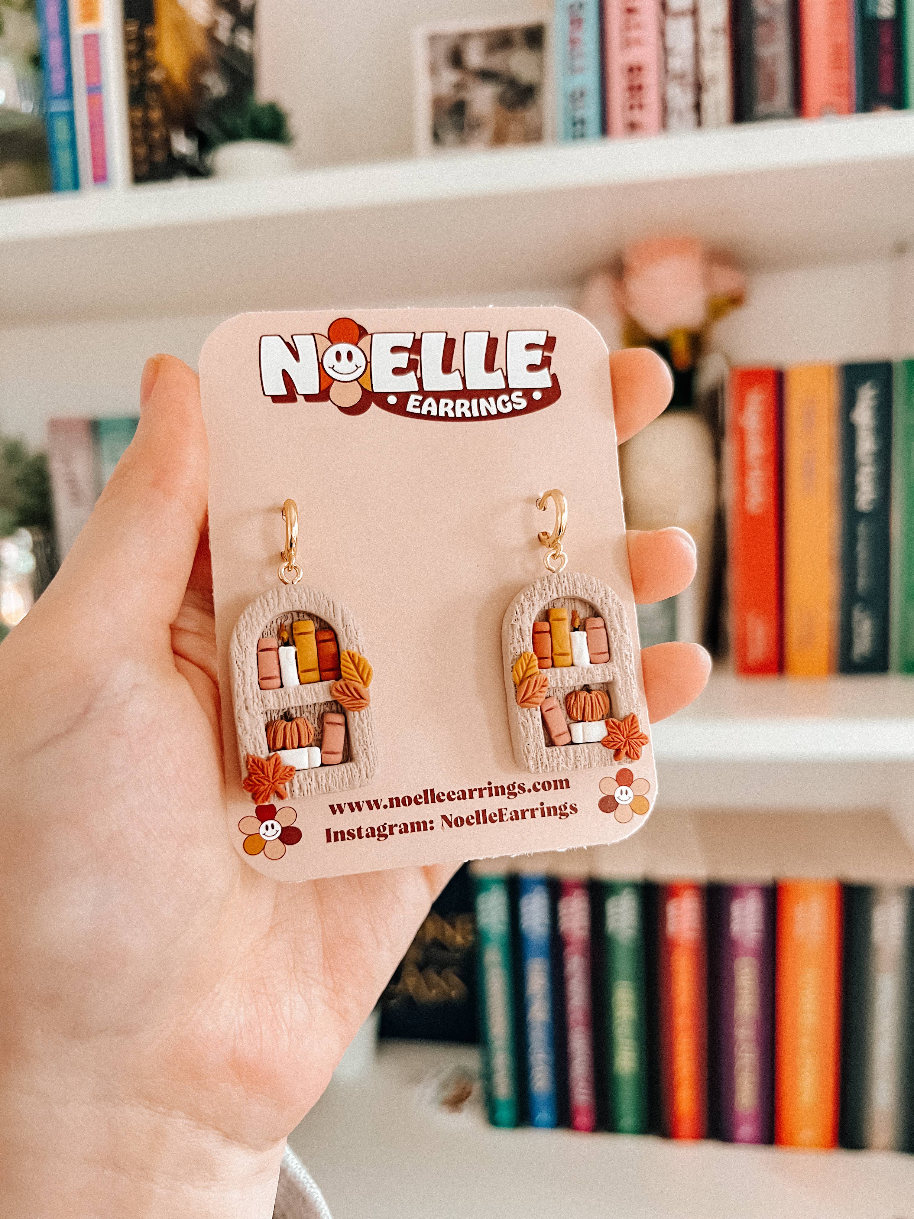 Noelle Earrings - Wholesale Dangle Earrings - Fall Bookshelf Earrings | Fall Polymer Clay Earrings2