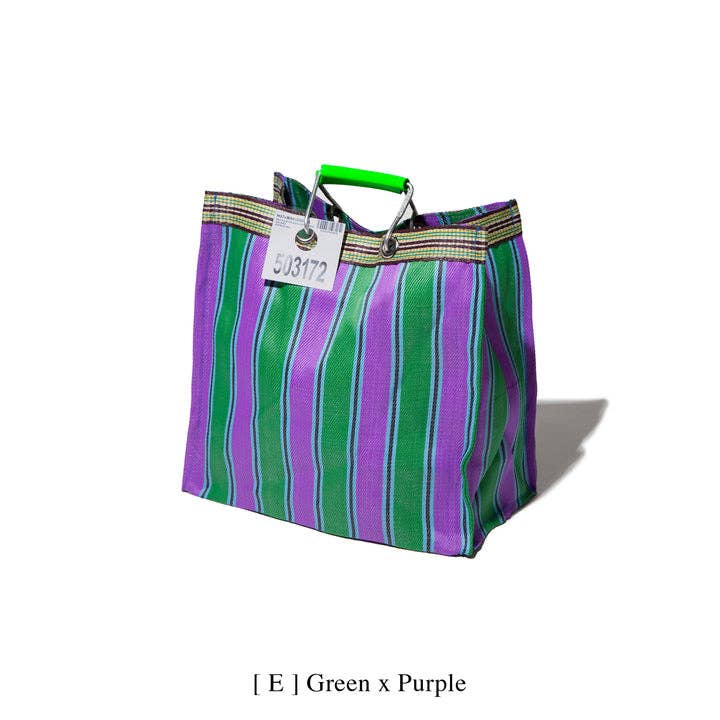 Puebco - Wholesale Grocery/Shopping Bag - RECYCLED PLASTIC STRIPE BAG - Square3