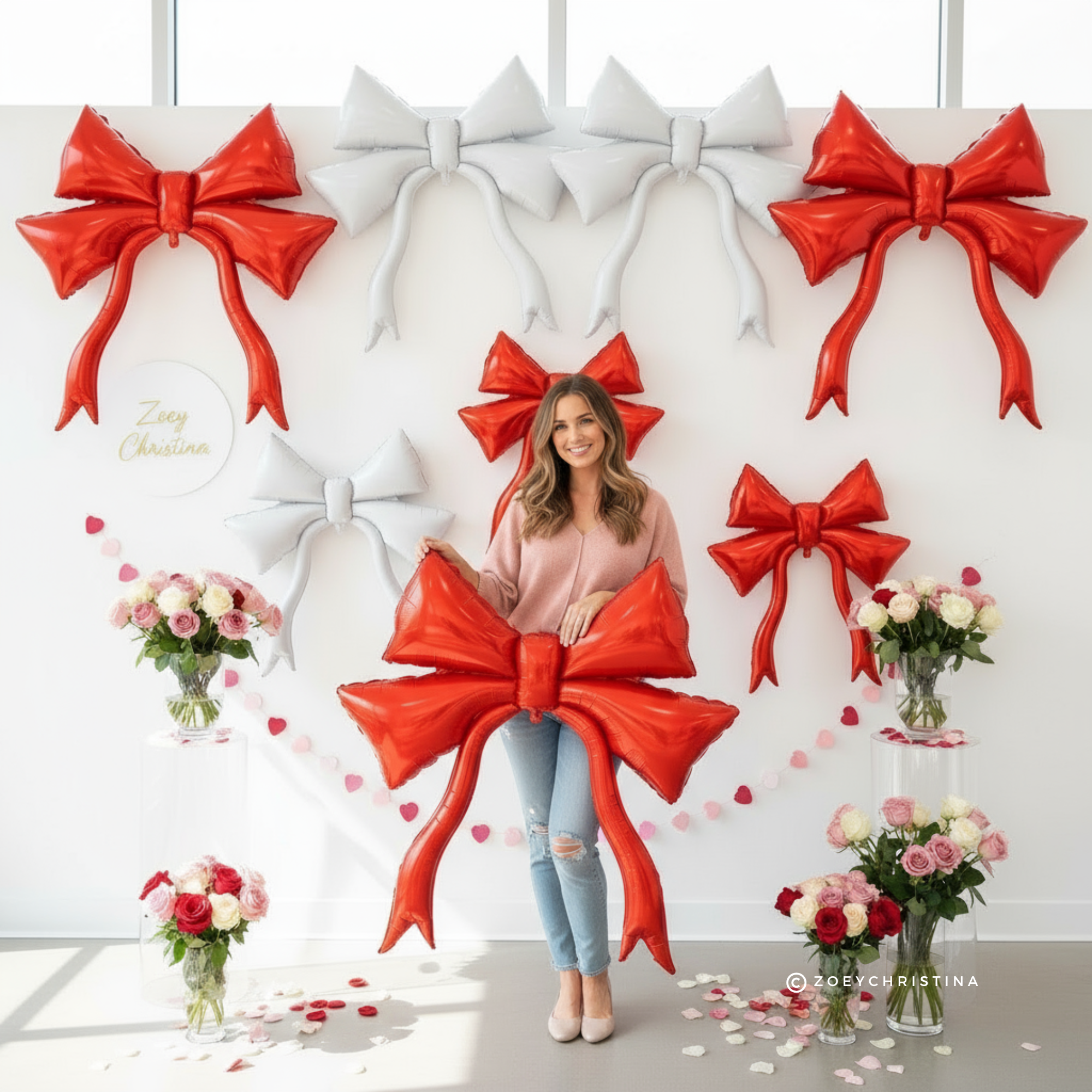 Zoey Christina - Vendita all'ingrosso A palloncino - Palloncino in Foil a Forma di Fiocco Oversize – 119 cm x 119 cm – Solo Riempimento ad Aria3