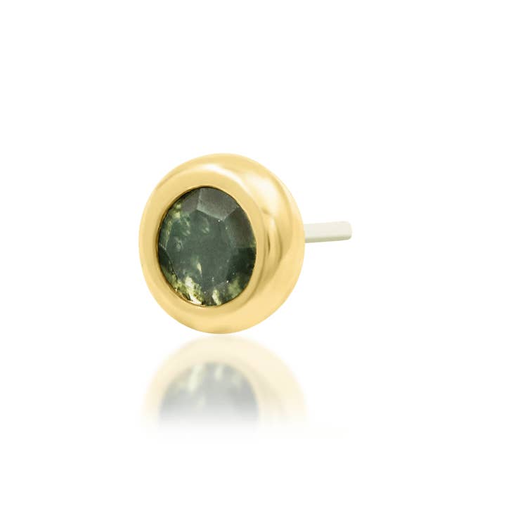 Piercing-zone - Wholesale Single Earring - Alary – 14K Gold Moss Agate Threadless End