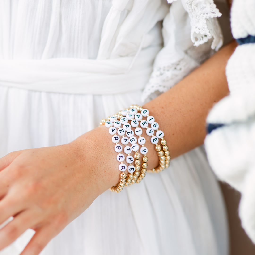 Names For Good - Wholesale Beaded Bracelet - The Gold with Gold End Beads Bracelet1