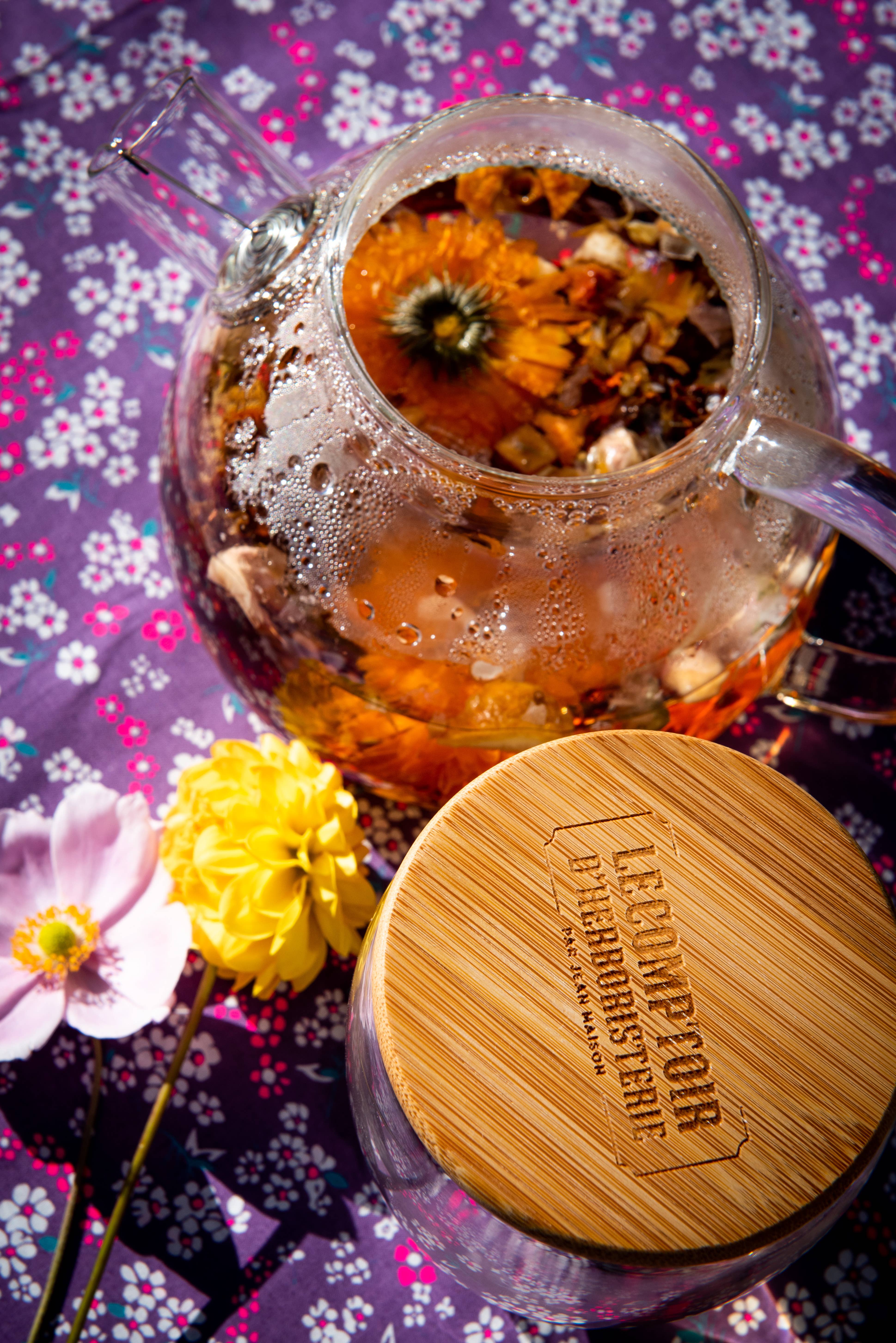 LE COMPTOIR D'HERBORISTERIE - Wholesale Tea Pot - 1L GLASS TEAPOT WITH BAMBOO LID2