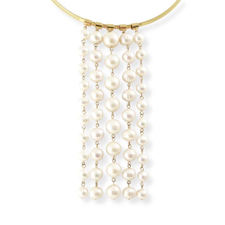 Waterfall Change-ABLE Necklace in White Pearl for wholesale by Riina Mettas Jewelry
