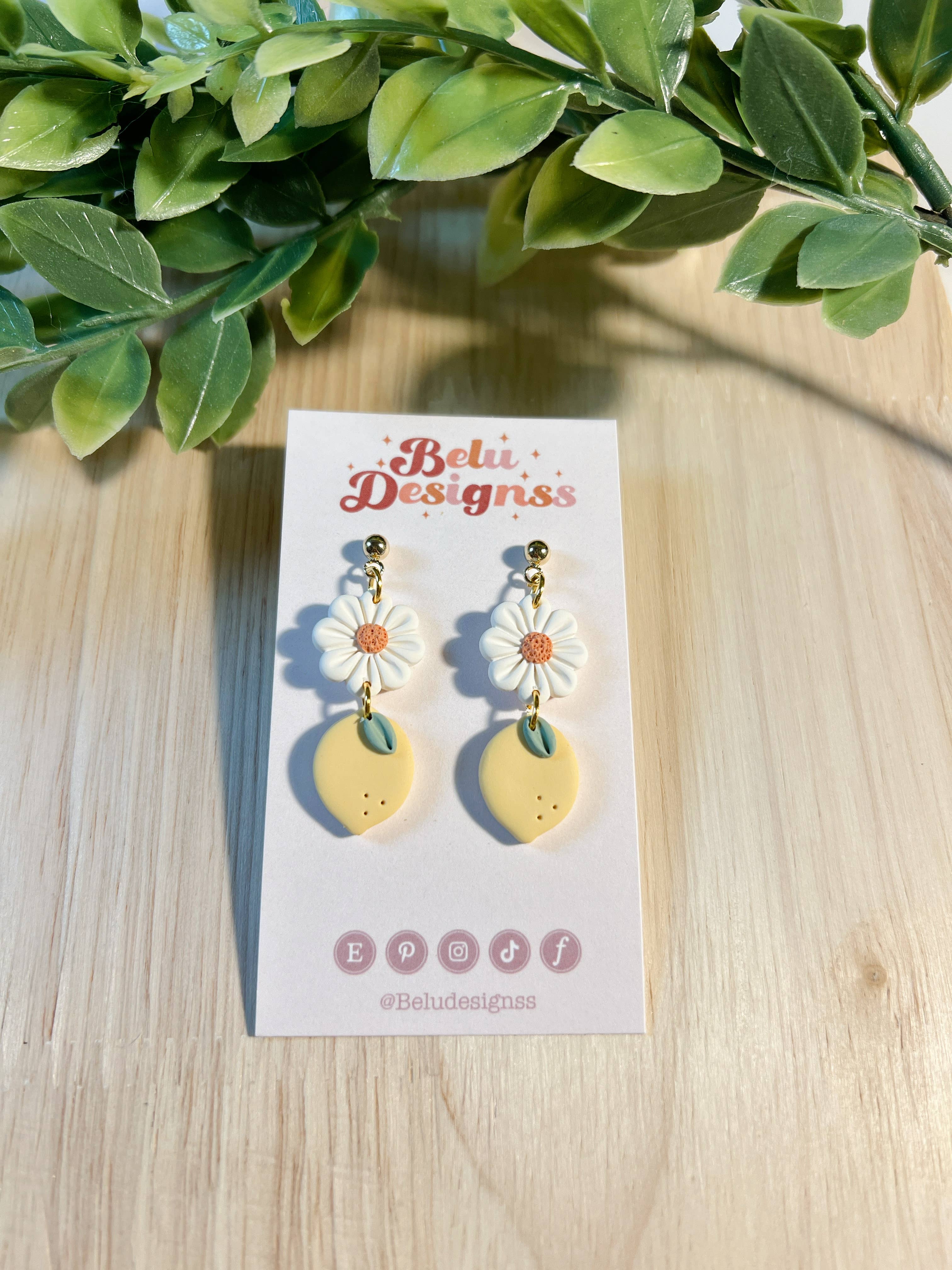 Belu Designss - Wholesale Dangle Earrings - Little fruits with flowers polymer clay earrings 5