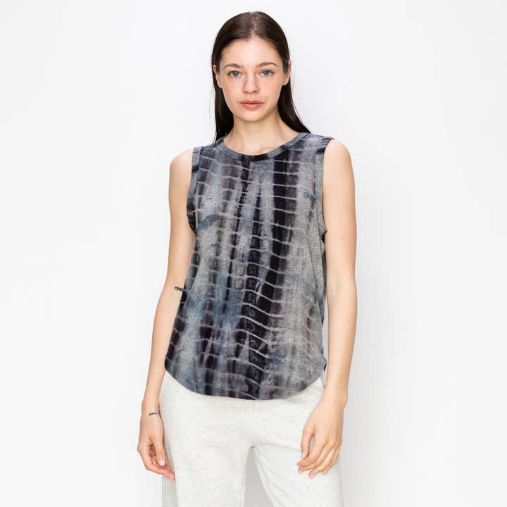 Coin 1804 - Wholesale Tank Top - Women's - TIE DYE COZY CURVED HEM TANK TOP