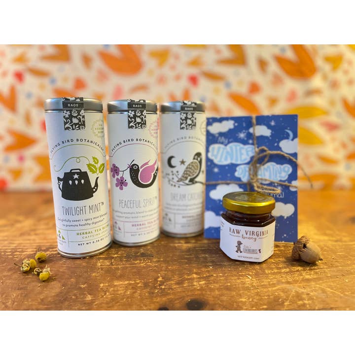 UpRoot Design Studio – wholesale Gift bag set/pack – "Peaceful Dreams" Organic Tea Gift Set w. Pocket Mindfulness Journal & Honey (Sip & Relax)2