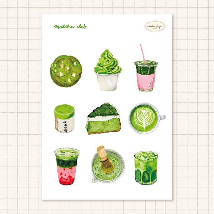 Arket med matcha-klistermärken för wholesale av Studioloujashop