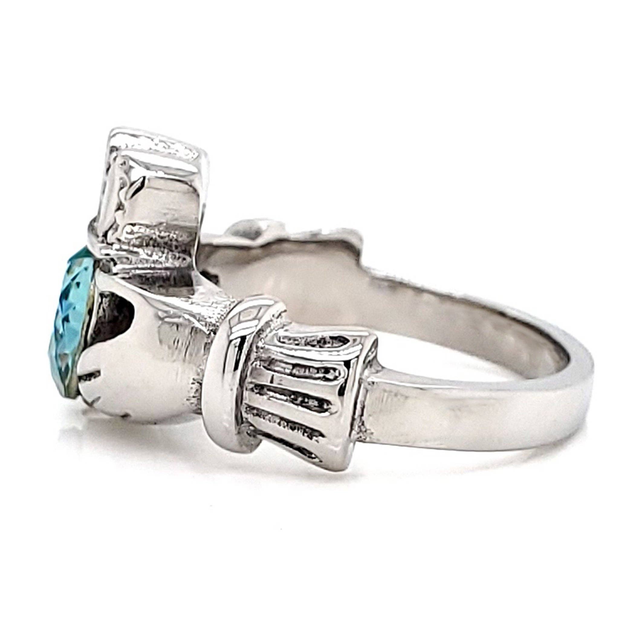 WJW – wholesale Multi-stone ring – White Gold over Brass Claddagh with CZ Birthstone Ring 8
