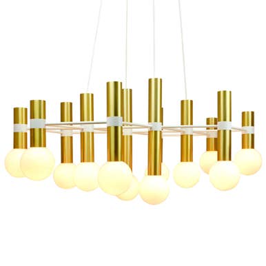 Louise 12 Ophanging Goud / Opaalglas voor wholesale door Elements Lighting