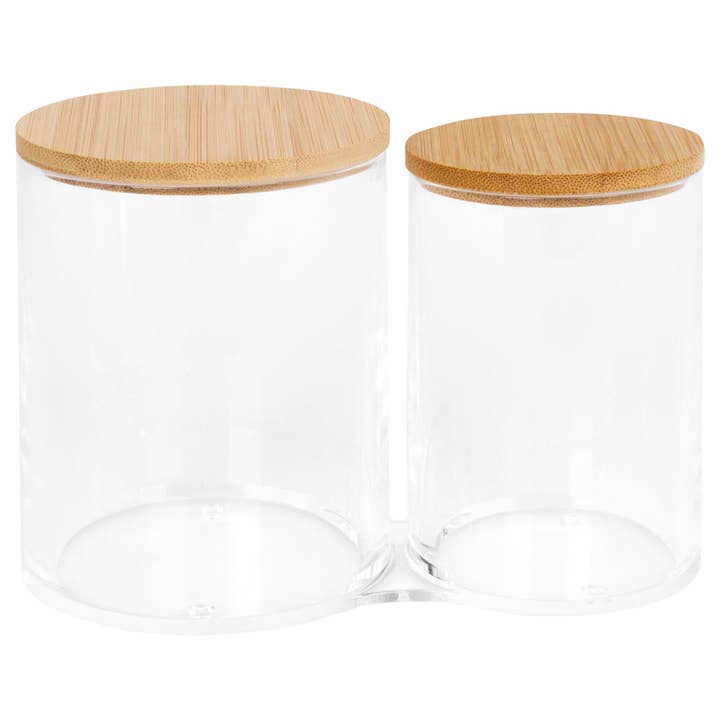 Twin Bathroom Canister with Bamboo Lid - By Harbour Housewares for wholesale by Rinkit Ltd