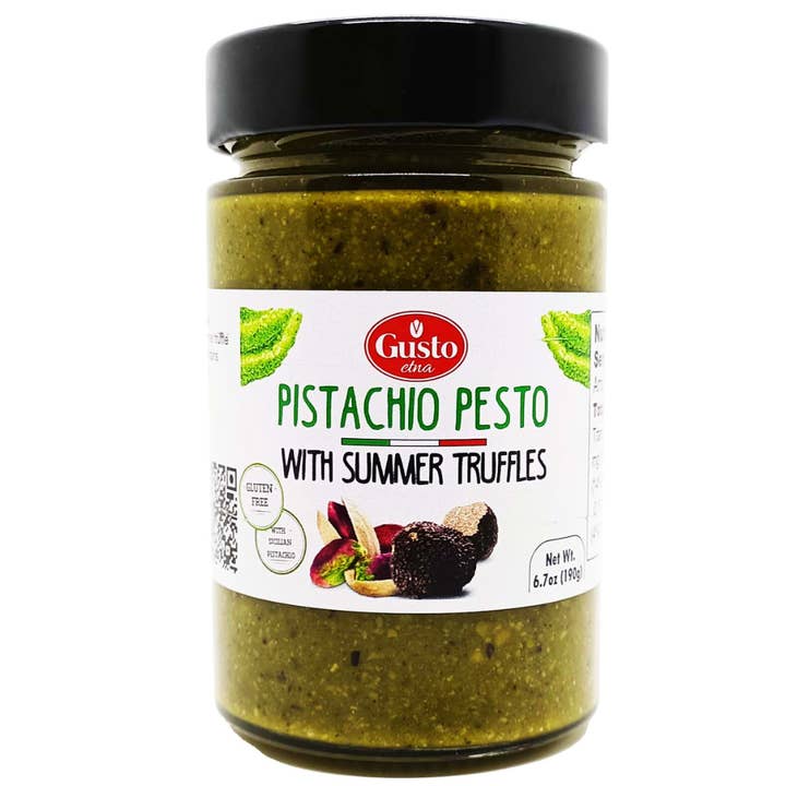 Wholesale Italian Food - Wholesale Pesto - Gusto Etna, Pistachio Pesto w/ Summer Truffles, 6.7 oz