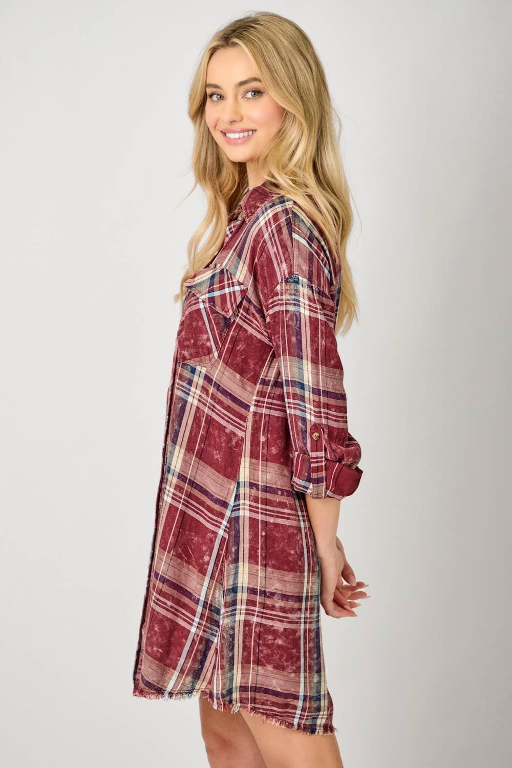 Mystree - Wholesale Dress - Women's - 61161 Washed Plaid Shirt Dress10