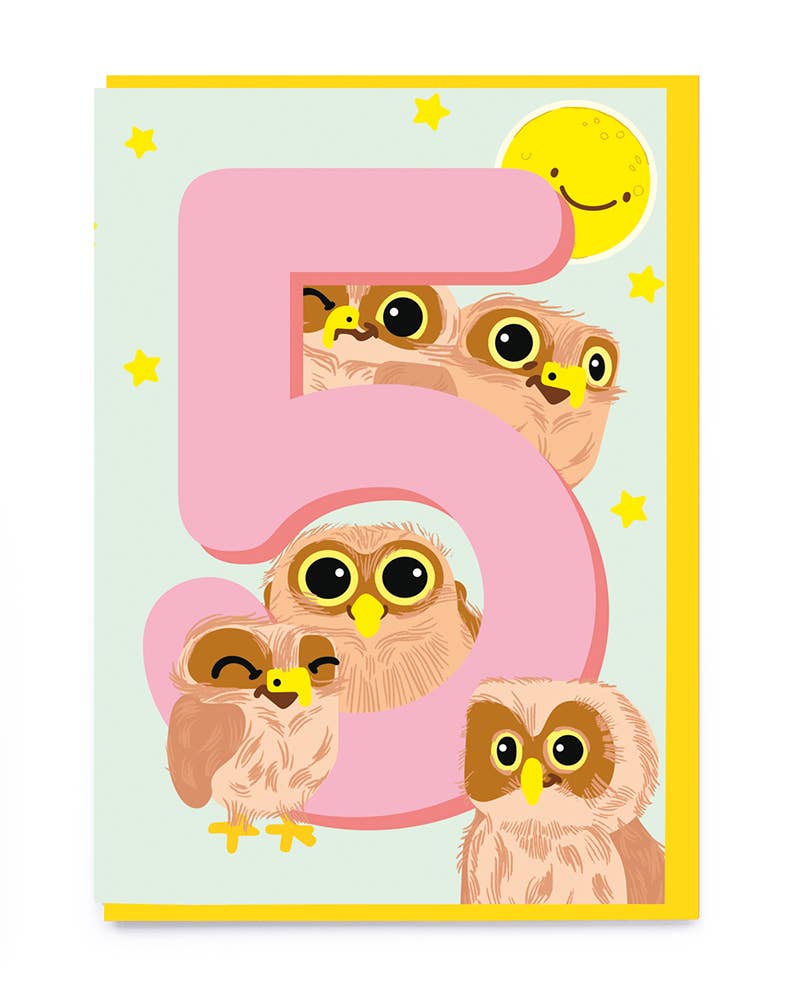 Noi Publishing – wholesale Everyday greeting card – Age 5 owls kids age birthday card0