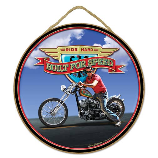 Ride Hard - Gemaakt voor snelheid - Ronde plaat voor motorfietsen van 10" voor wholesale door SJT Enterprises, Inc.
