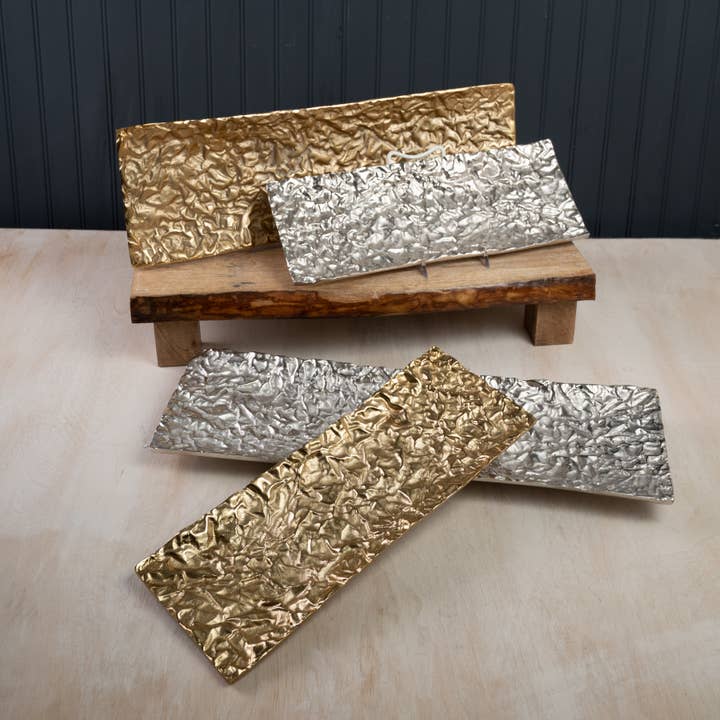 India Handicrafts Inc - Wholesale Decorative tray - Gold Textured Aluminum Tray4