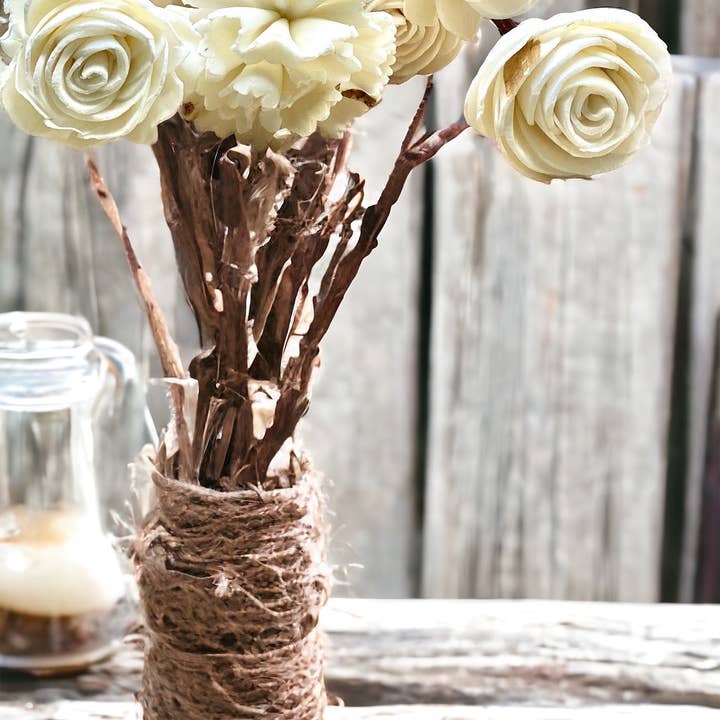 Sunsum Intentional Living - Wholesale Artificial Flowers - Assorted Mini Sola Wood Flower, 9” Rattan Wood Reed Diffuser9